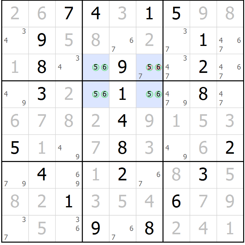 Position des candidats pour la solution de la Gr 8 page 11 du magazine de sudoku Maestro n° 087