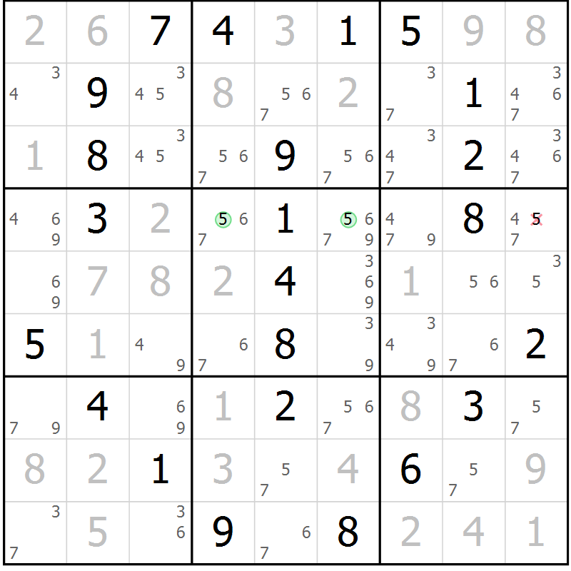Position des candidats pour la solution de la Gr 8 page 11 du magazine de sudoku Maestro n° 087