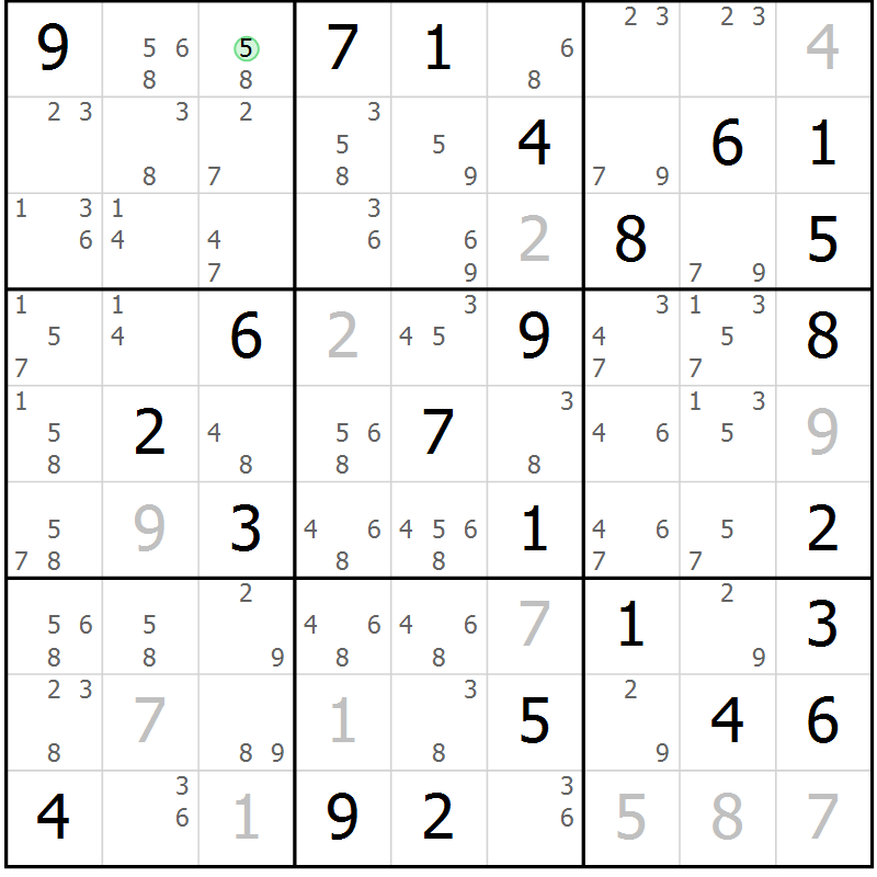 Position des candidats pour la solution de la Gr 83 page 86 du magazine de sudoku Maestro n° 087
