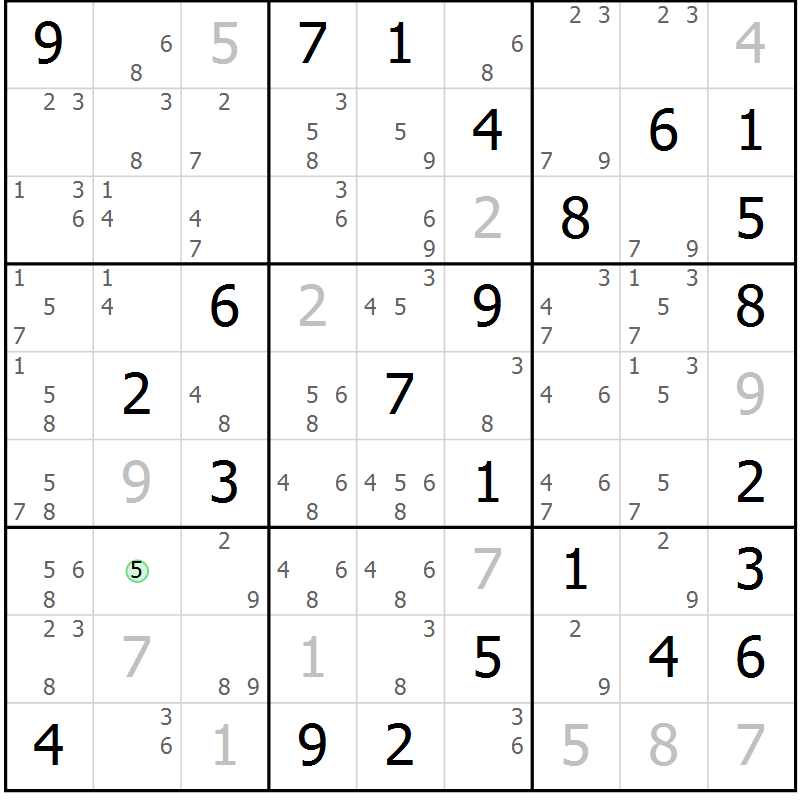 Position des candidats pour la solution de la Gr 83 page 86 du magazine de sudoku Maestro n° 087
