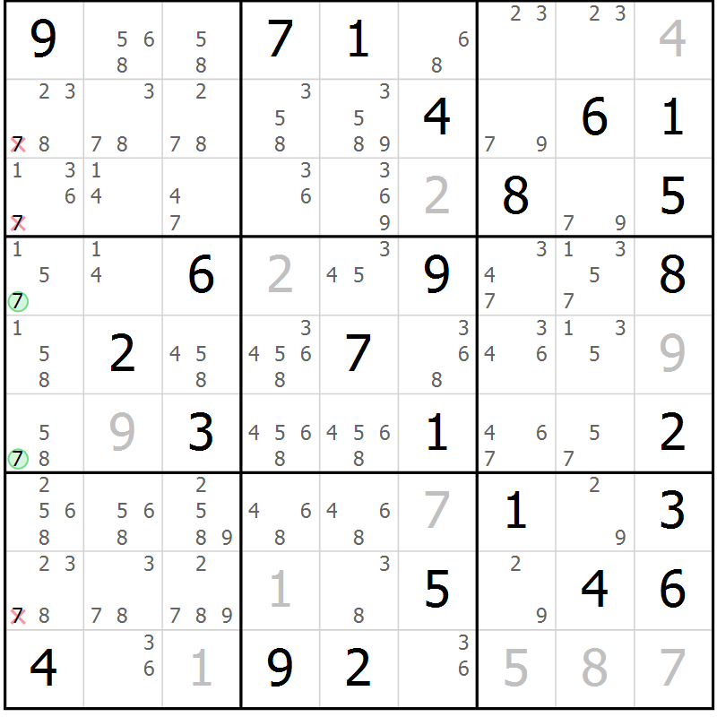Position des candidats pour la solution de la Gr 83 page 86 du magazine de sudoku Maestro n° 087