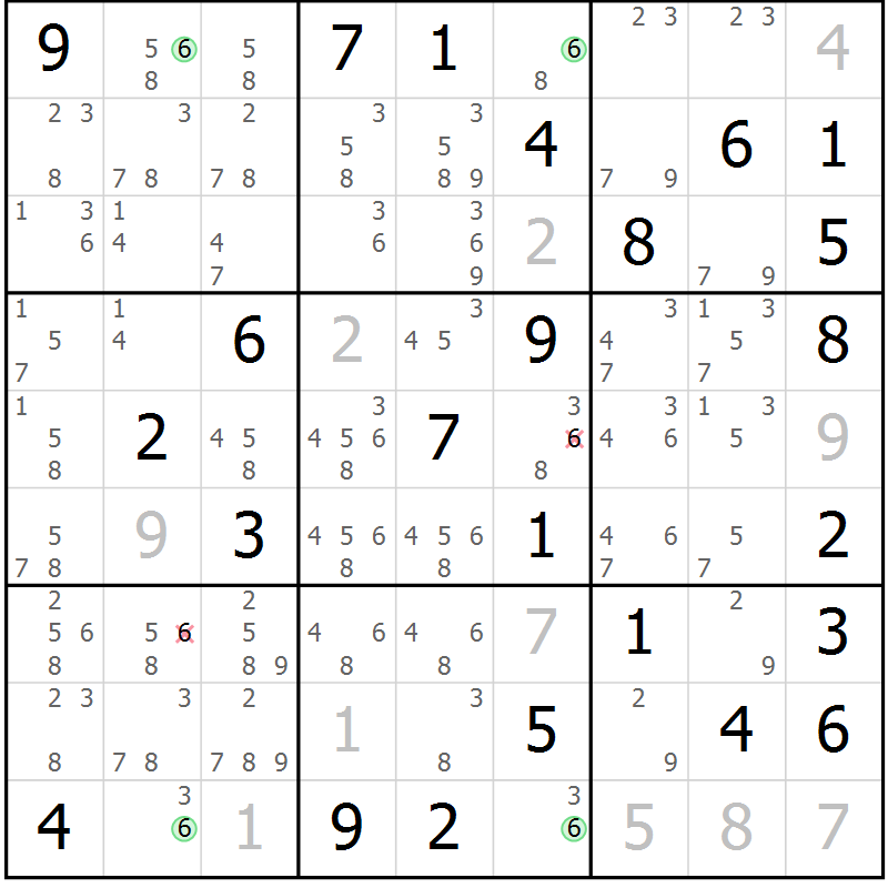 Position des candidats pour la solution de la Gr 83 page 86 du magazine de sudoku Maestro n° 087