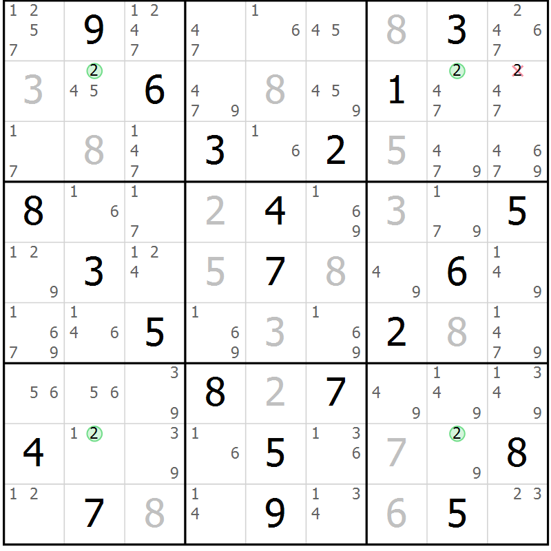 Position des candidats pour la solution de la Gr 1 page 4 du magazine de sudoku Maestro n° 094