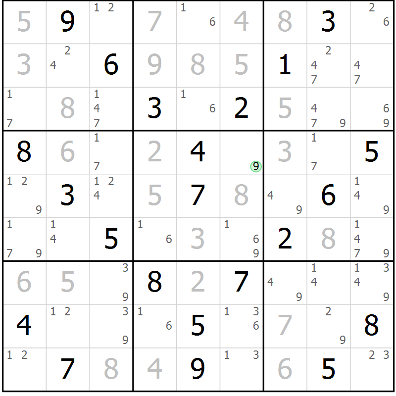 Position des candidats pour la solution de la Gr 1 page 4 du magazine de sudoku Maestro n° 094