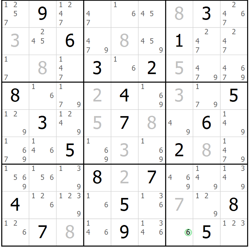 Position des candidats pour la solution de la Gr 1 page 4 du magazine de sudoku Maestro n° 094