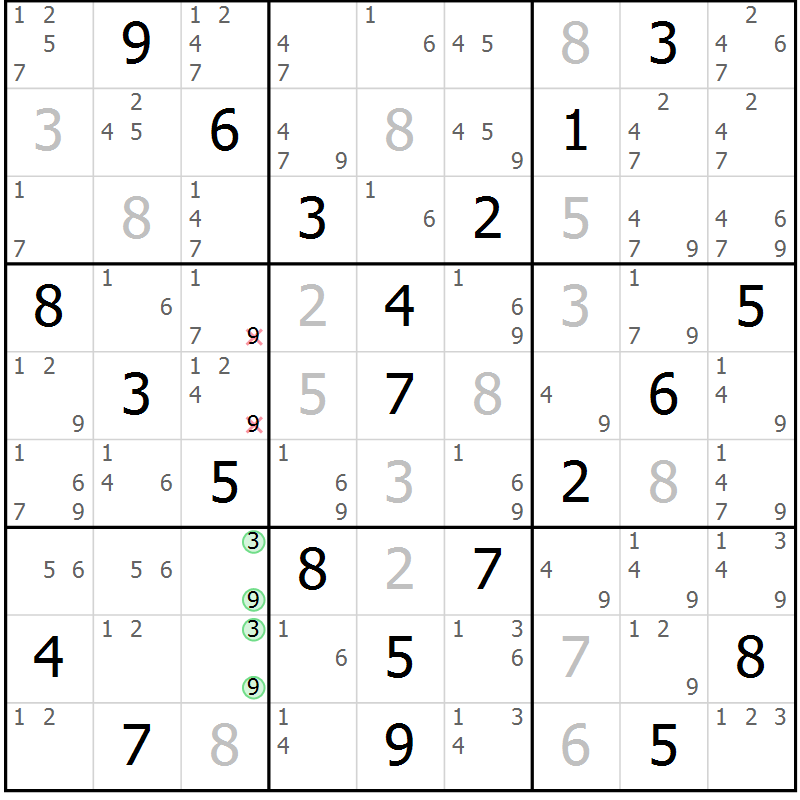 Position des candidats pour la solution de la Gr 1 page 4 du magazine de sudoku Maestro n° 094