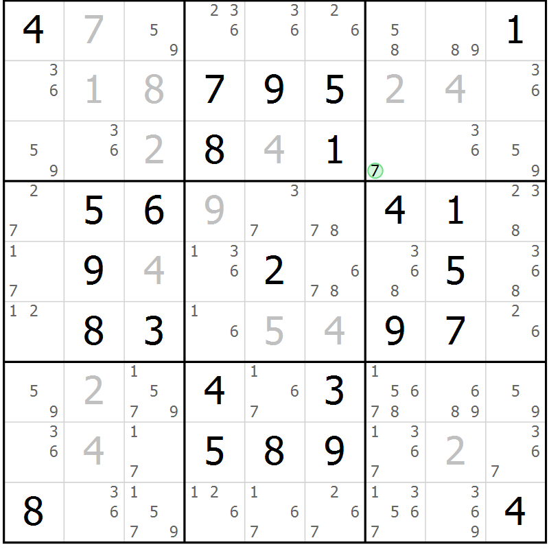 Position des candidats pour la solution de la Gr 10 page 13 du magazine de sudoku Maestro n° 094