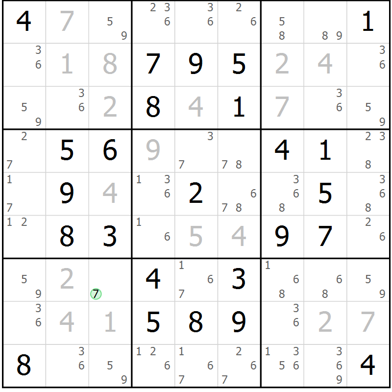 Position des candidats pour la solution de la Gr 10 page 13 du magazine de sudoku Maestro n° 094