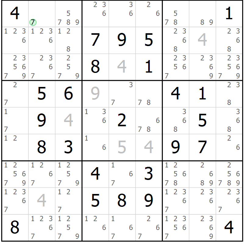 Position des candidats pour la solution de la Gr 10 page 13 du magazine de sudoku Maestro n° 094