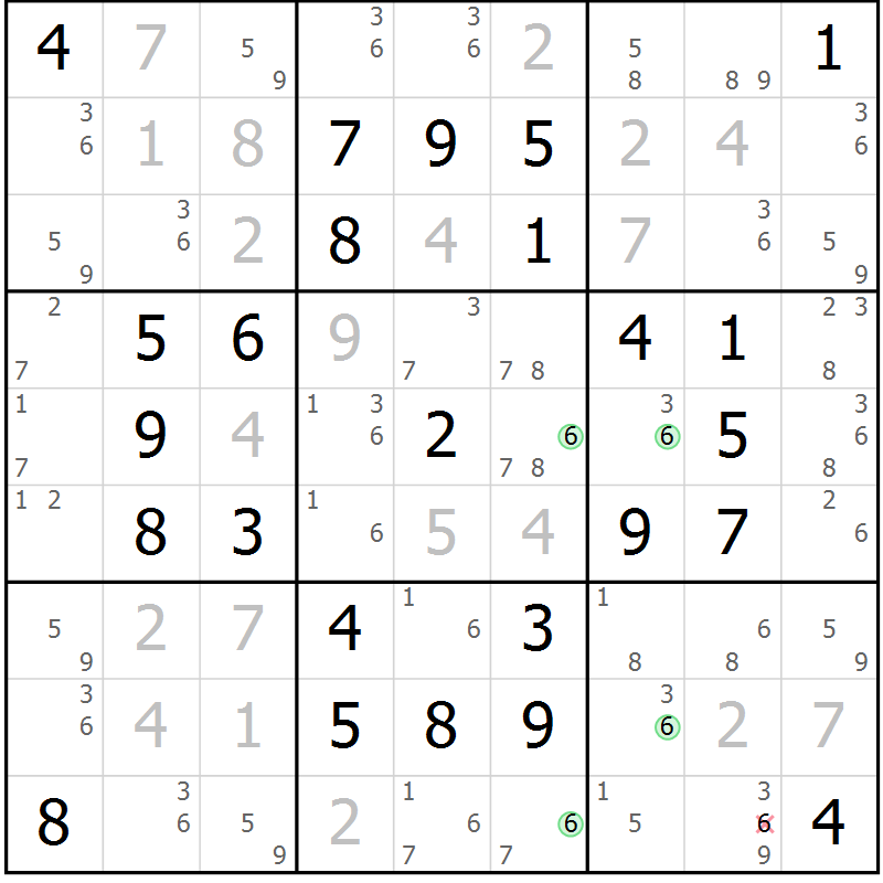 Position des candidats pour la solution de la Gr 10 page 13 du magazine de sudoku Maestro n° 094