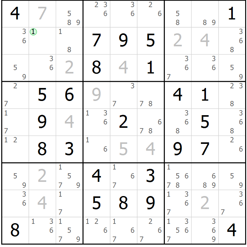 Position des candidats pour la solution de la Gr 10 page 13 du magazine de sudoku Maestro n° 094