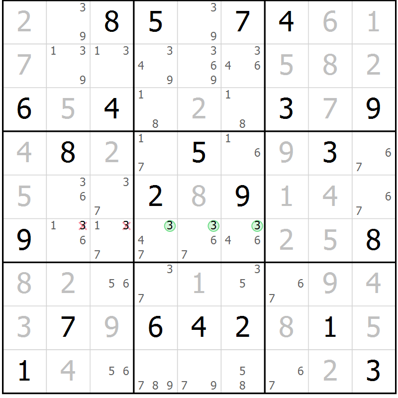 Position des candidats pour la solution de la Gr 11 page 14 du magazine de sudoku Maestro n° 094