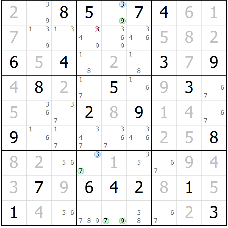 Position des candidats pour la solution de la Gr 11 page 14 du magazine de sudoku Maestro n° 094