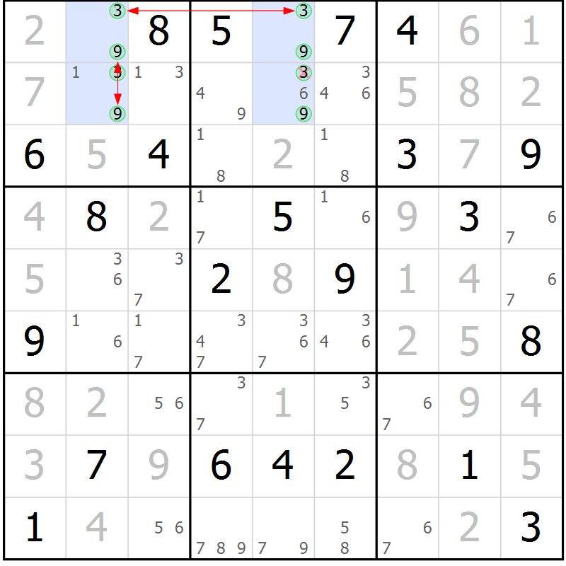 Position des candidats pour la solution de la Gr 11 page 14 du magazine de sudoku Maestro n° 094