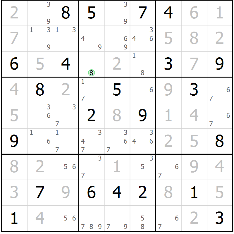 Position des candidats pour la solution de la Gr 11 page 14 du magazine de sudoku Maestro n° 094