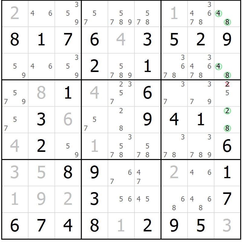 Position des candidats pour la solution de la Gr 14 page 17 du magazine de sudoku Maestro n° 094