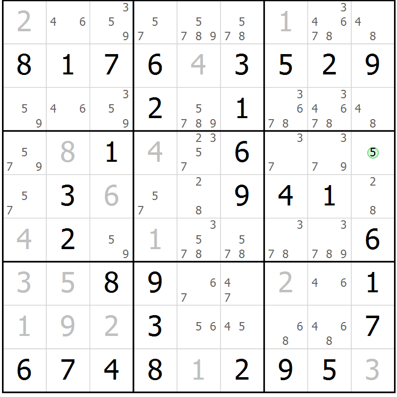 Position des candidats pour la solution de la Gr 14 page 17 du magazine de sudoku Maestro n° 094