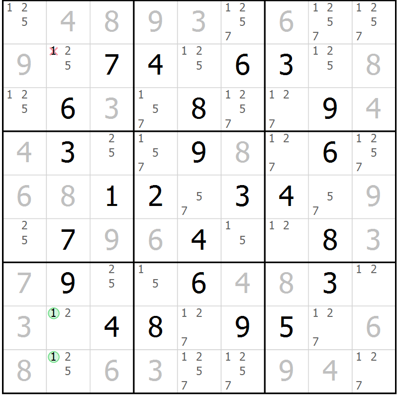 Position des candidats pour la solution de la Gr 15 page 18 du magazine de sudoku Maestro n° 094