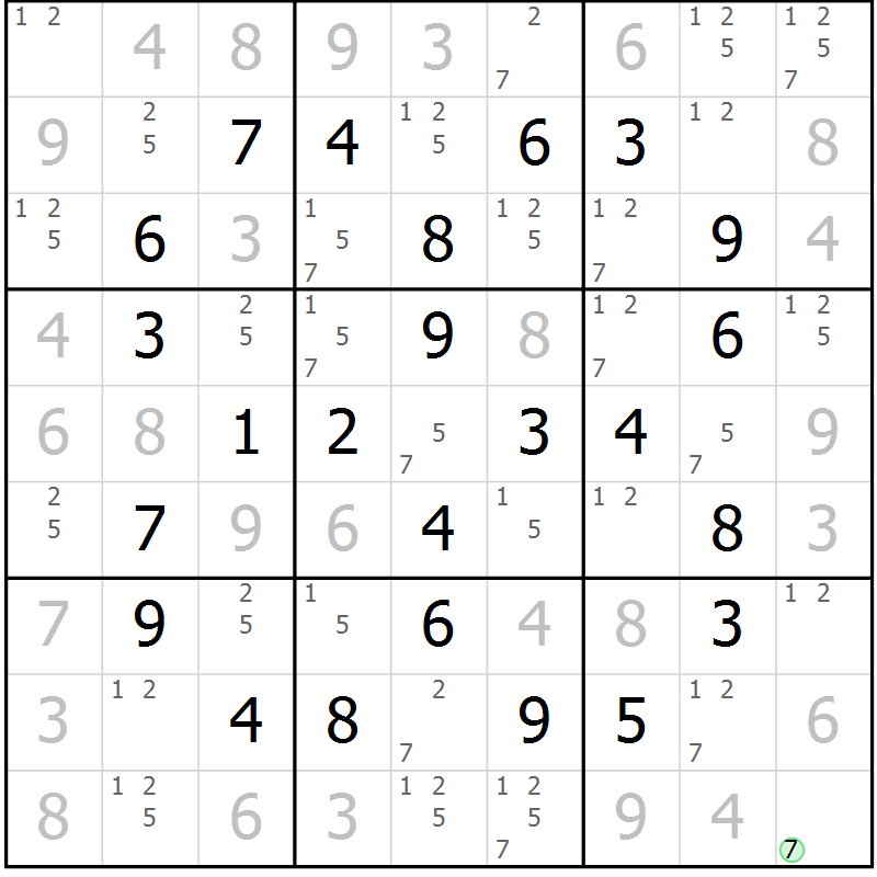 Position des candidats pour la solution de la Gr 15 page 18 du magazine de sudoku Maestro n° 094