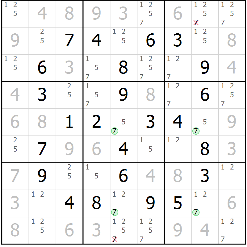 Position des candidats pour la solution de la Gr 15 page 18 du magazine de sudoku Maestro n° 094