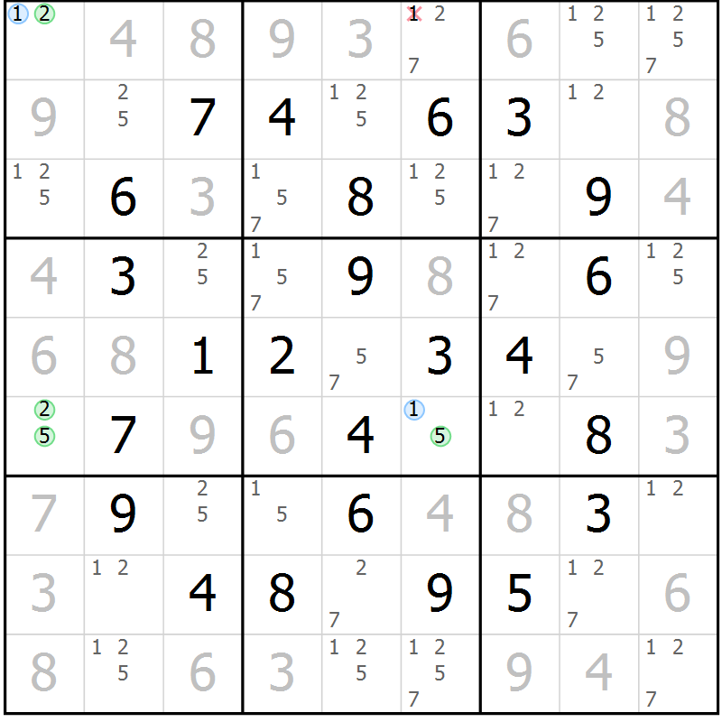 Position des candidats pour la solution de la Gr 15 page 18 du magazine de sudoku Maestro n° 094