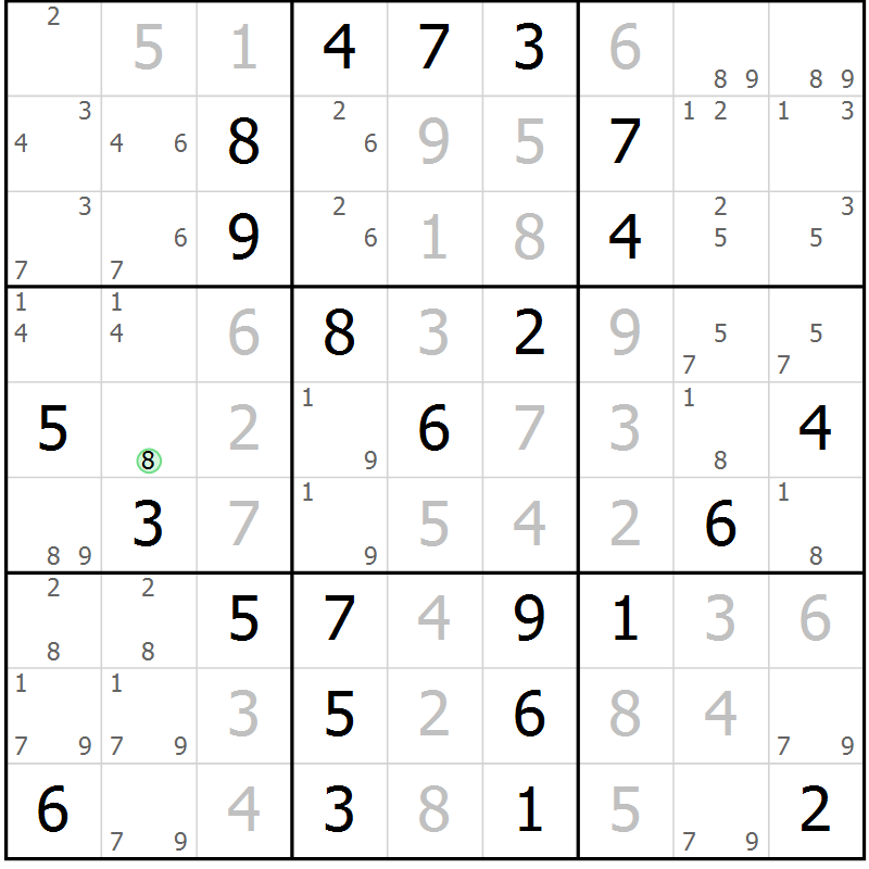 Position des candidats pour la solution de la Gr 16 page 19 du magazine de sudoku Maestro n° 094