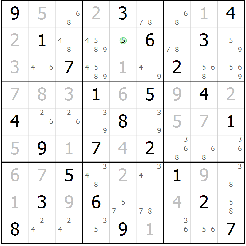 Position des candidats pour la solution de la Gr 17 page 20 du magazine de sudoku Maestro n° 094
