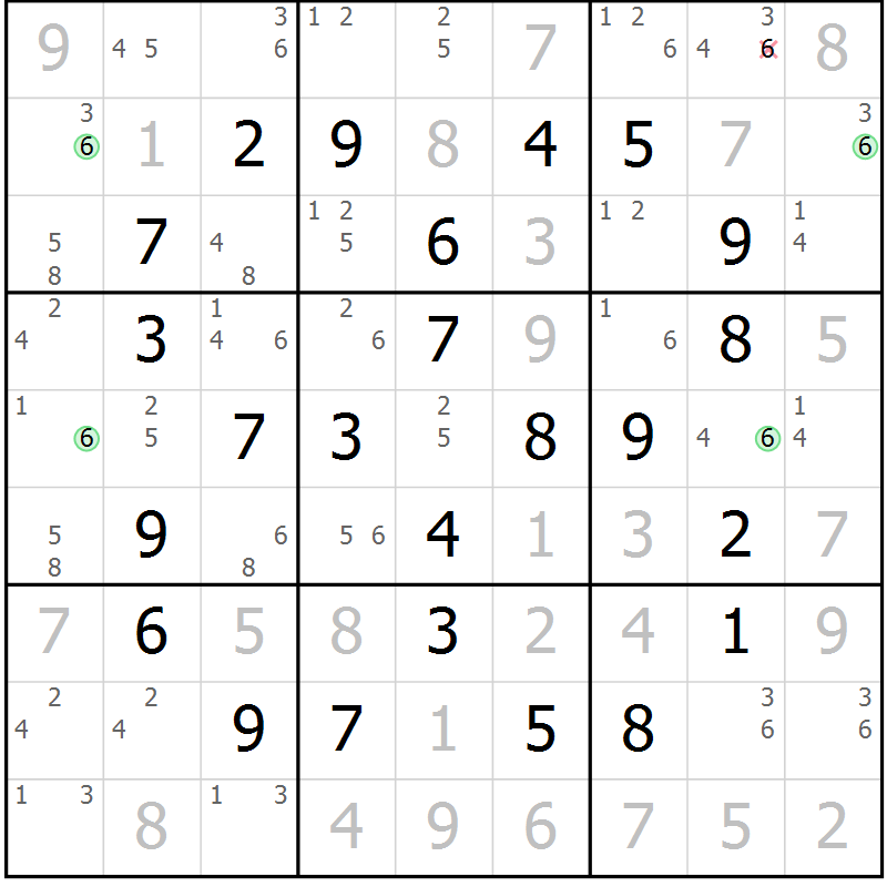 Position des candidats pour la solution de la Gr 18 page 21 du magazine de sudoku Maestro n° 094