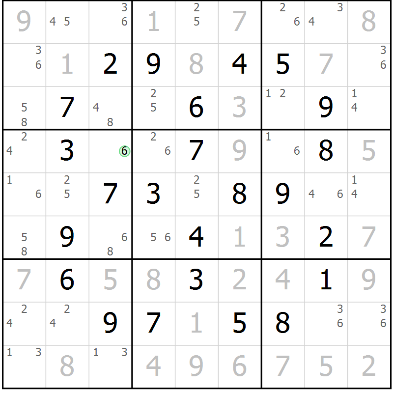 Position des candidats pour la solution de la Gr 18 page 21 du magazine de sudoku Maestro n° 094