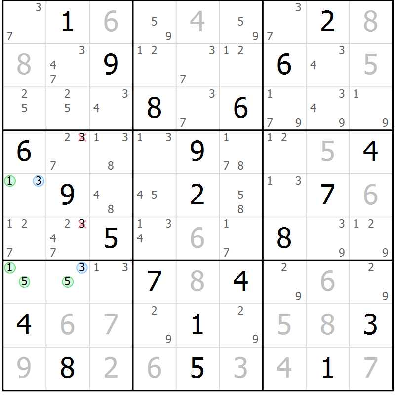 Position des candidats pour la solution de la Gr 19 page 22 du magazine de sudoku Maestro n° 094