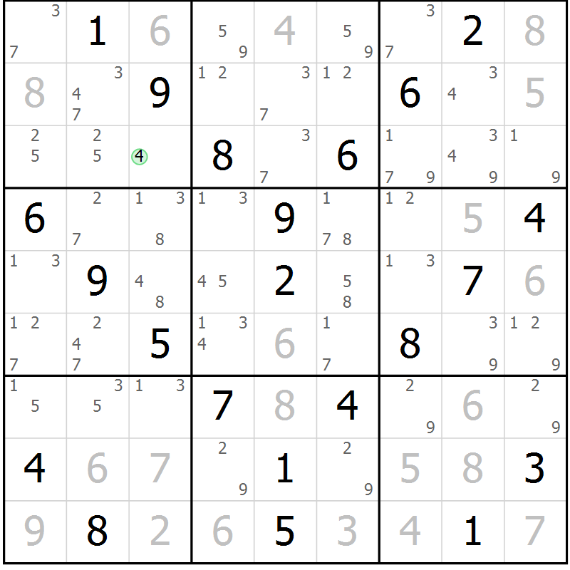 Position des candidats pour la solution de la Gr 19 page 22 du magazine de sudoku Maestro n° 094