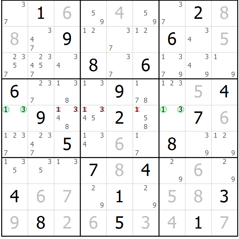 Position des candidats pour la solution de la Gr 19 page 22 du magazine de sudoku Maestro n° 094