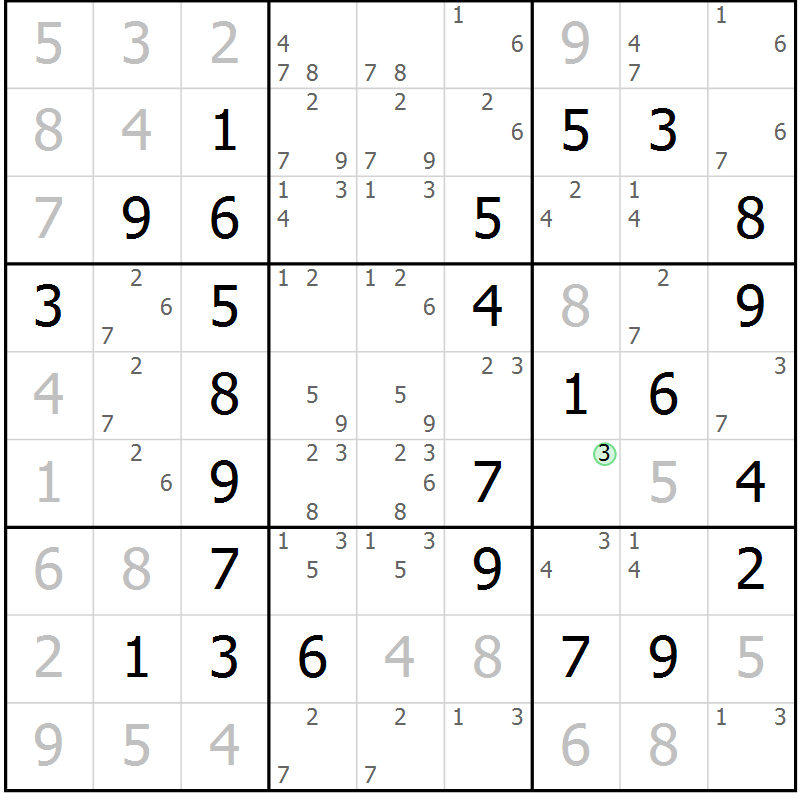 Position des candidats pour la solution de la Gr 2 page 5 du magazine de sudoku Maestro n° 094
