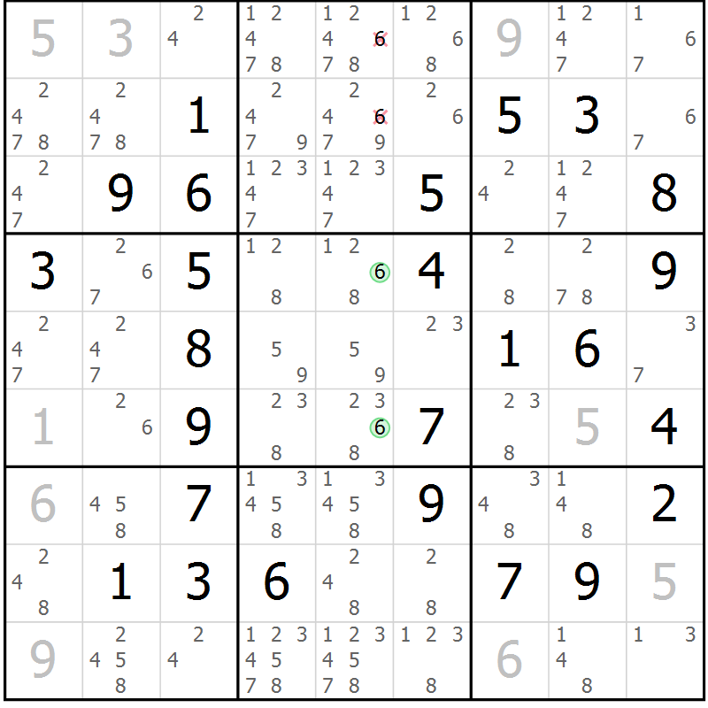 Position des candidats pour la solution de la Gr 2 page 5 du magazine de sudoku Maestro n° 094