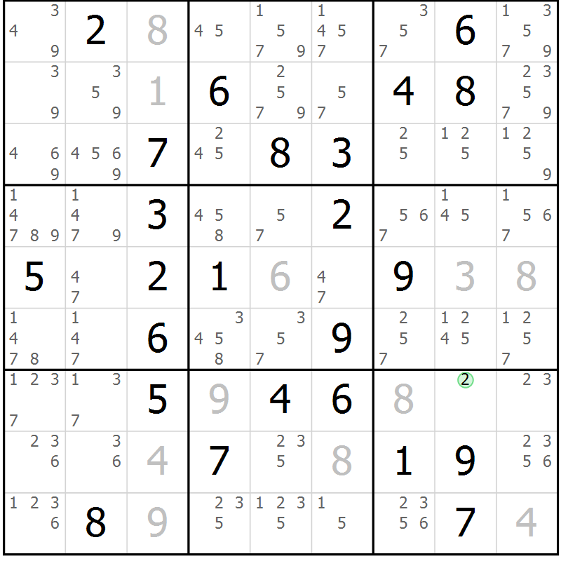 Position des candidats pour la solution de la Gr 21 page 24 du magazine de sudoku Maestro n° 094