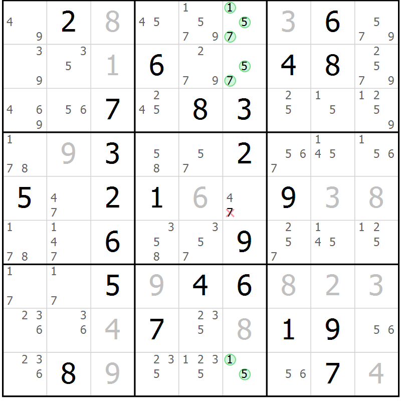 Position des candidats pour la solution de la Gr 21 page 24 du magazine de sudoku Maestro n° 094