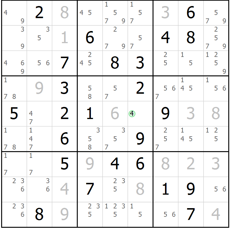 Position des candidats pour la solution de la Gr 21 page 24 du magazine de sudoku Maestro n° 094