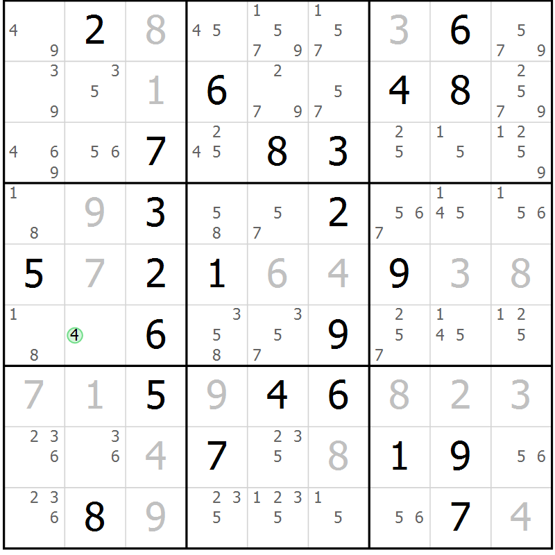 Position des candidats pour la solution de la Gr 21 page 24 du magazine de sudoku Maestro n° 094