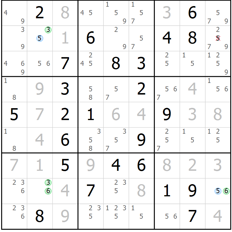 Position des candidats pour la solution de la Gr 21 page 24 du magazine de sudoku Maestro n° 094