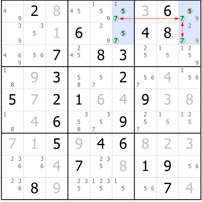 Position des candidats pour la solution de la Gr 21 page 24 du magazine de sudoku Maestro n° 094