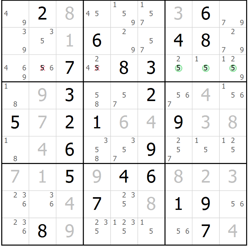 Position des candidats pour la solution de la Gr 21 page 24 du magazine de sudoku Maestro n° 094