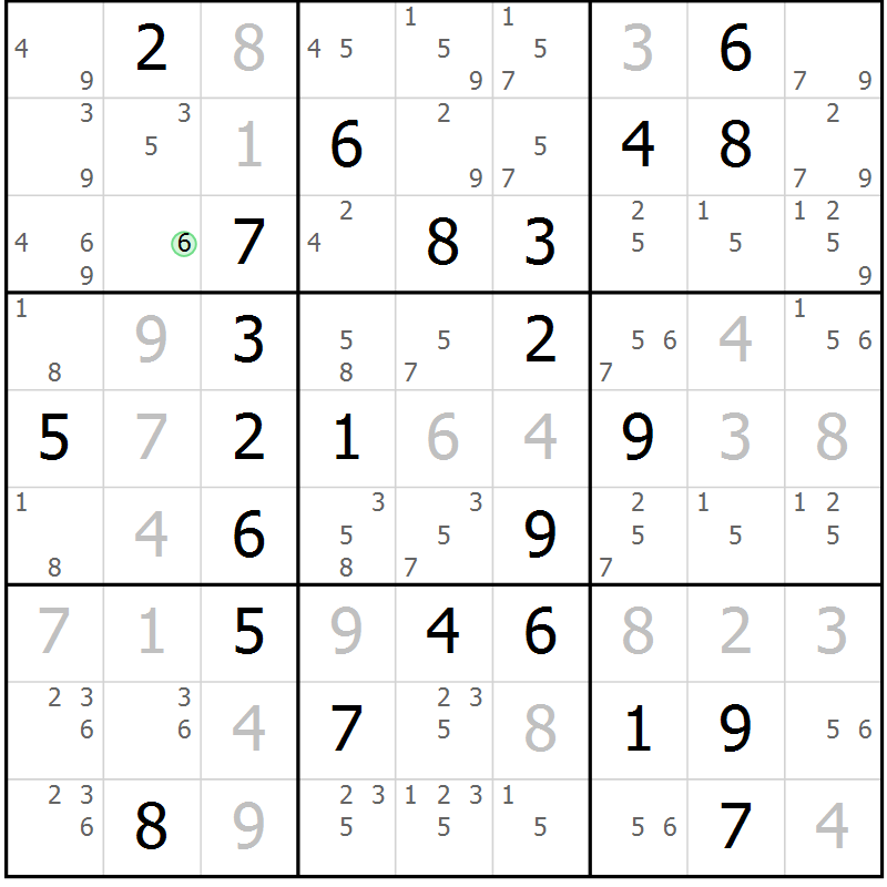 Position des candidats pour la solution de la Gr 21 page 24 du magazine de sudoku Maestro n° 094
