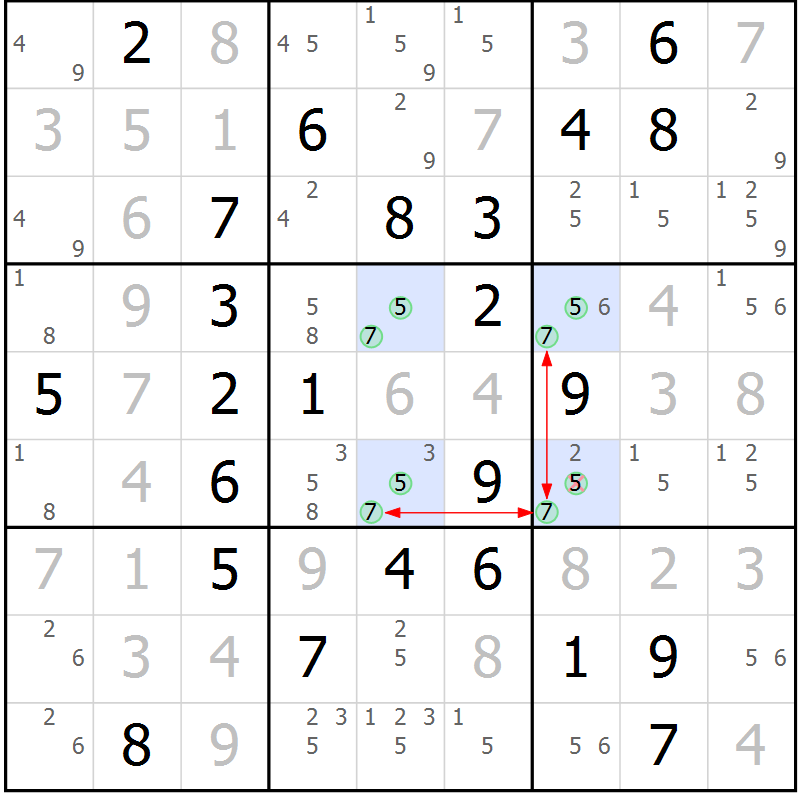Position des candidats pour la solution de la Gr 21 page 24 du magazine de sudoku Maestro n° 094
