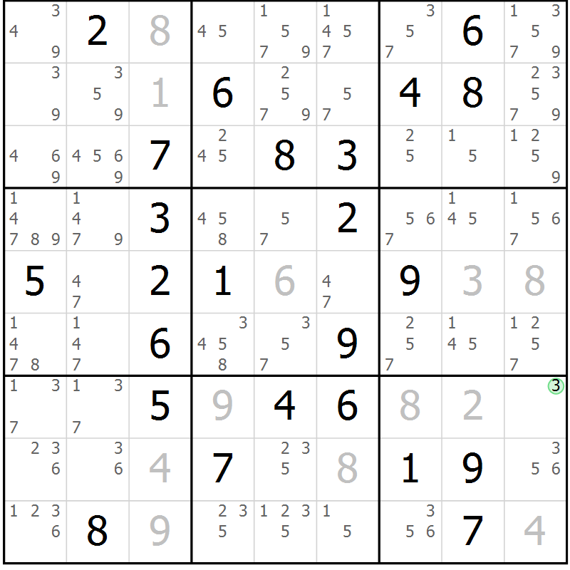 Position des candidats pour la solution de la Gr 21 page 24 du magazine de sudoku Maestro n° 094