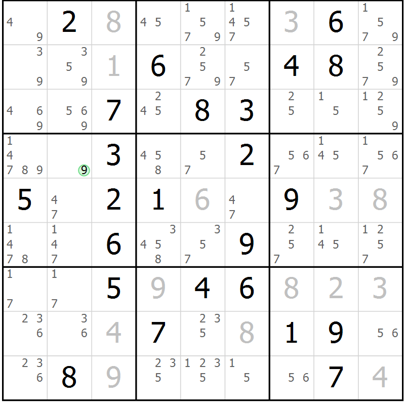 Position des candidats pour la solution de la Gr 21 page 24 du magazine de sudoku Maestro n° 094