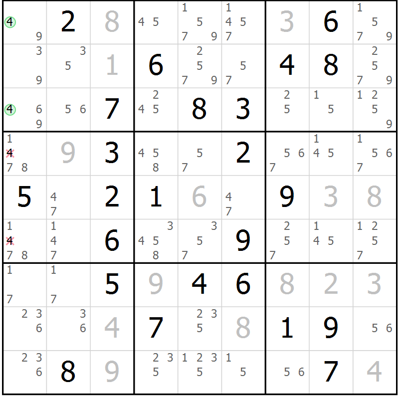 Position des candidats pour la solution de la Gr 21 page 24 du magazine de sudoku Maestro n° 094