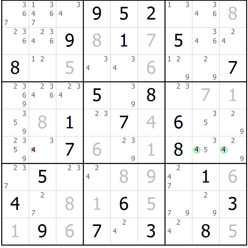 Position des candidats pour la solution de la Gr 22 page 25 du magazine de sudoku Maestro n° 094