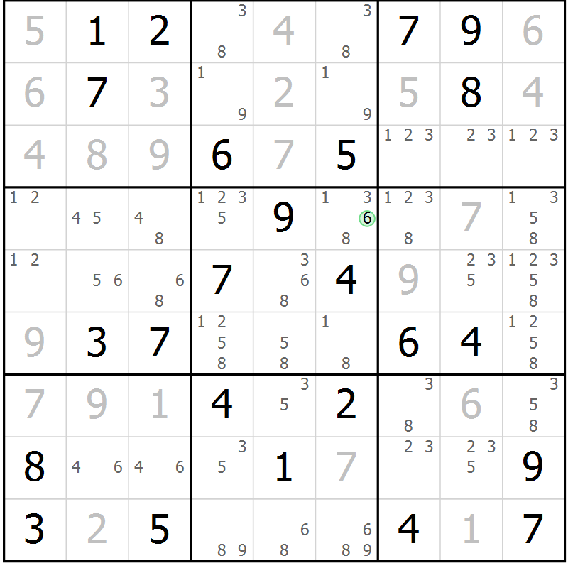 Position des candidats pour la solution de la Gr 23 page 26 du magazine de sudoku Maestro n° 094