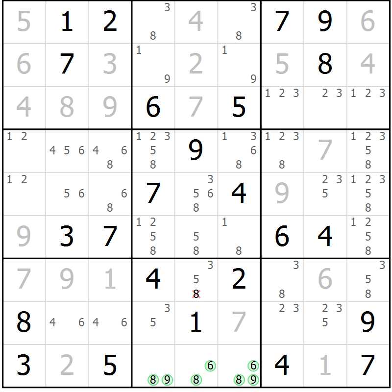 Position des candidats pour la solution de la Gr 23 page 26 du magazine de sudoku Maestro n° 094