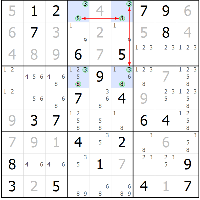 Position des candidats pour la solution de la Gr 23 page 26 du magazine de sudoku Maestro n° 094